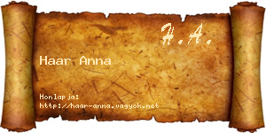 Haar Anna névjegykártya